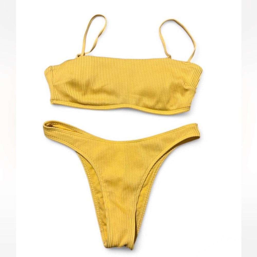 Hollister Yellow Ribbed Bikini Set